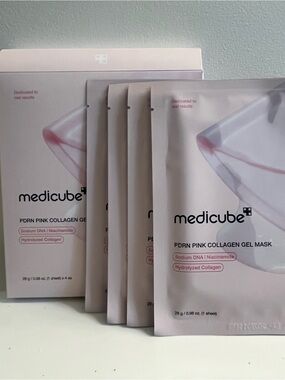 Medicube PDRN Pink Collagen Gel Face Mask — Pink Hydrating Sheet Mask box of 4